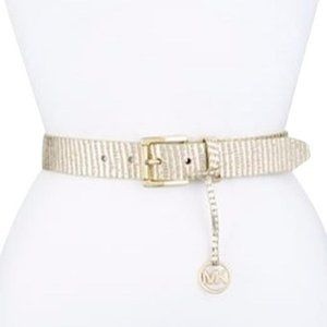 Michael Kors Metallic Gold Lizard-Embossed Belt SM